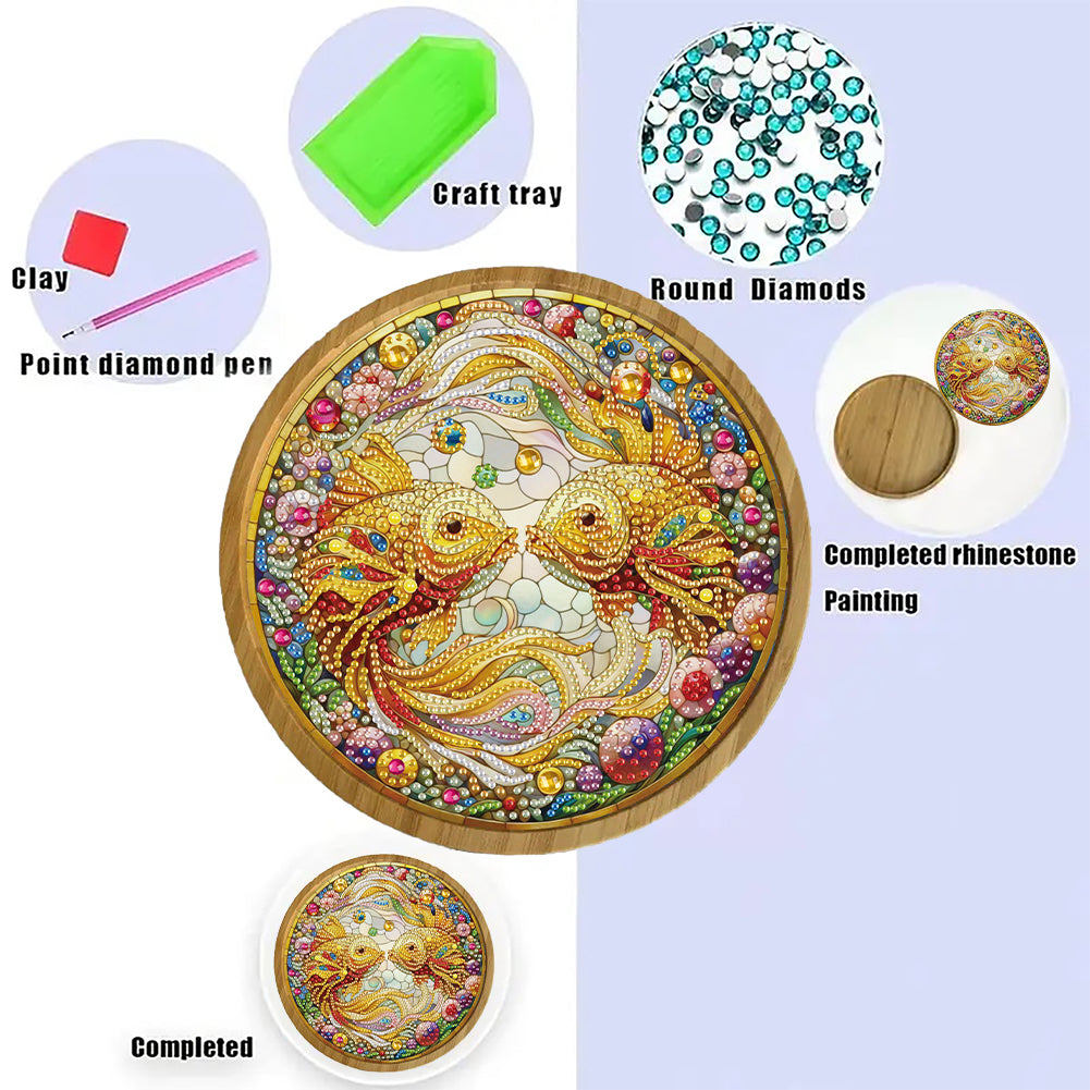 DIY Diamond Painting Kit Round Wooden Tray Diamond Painting Tray for Home Decor