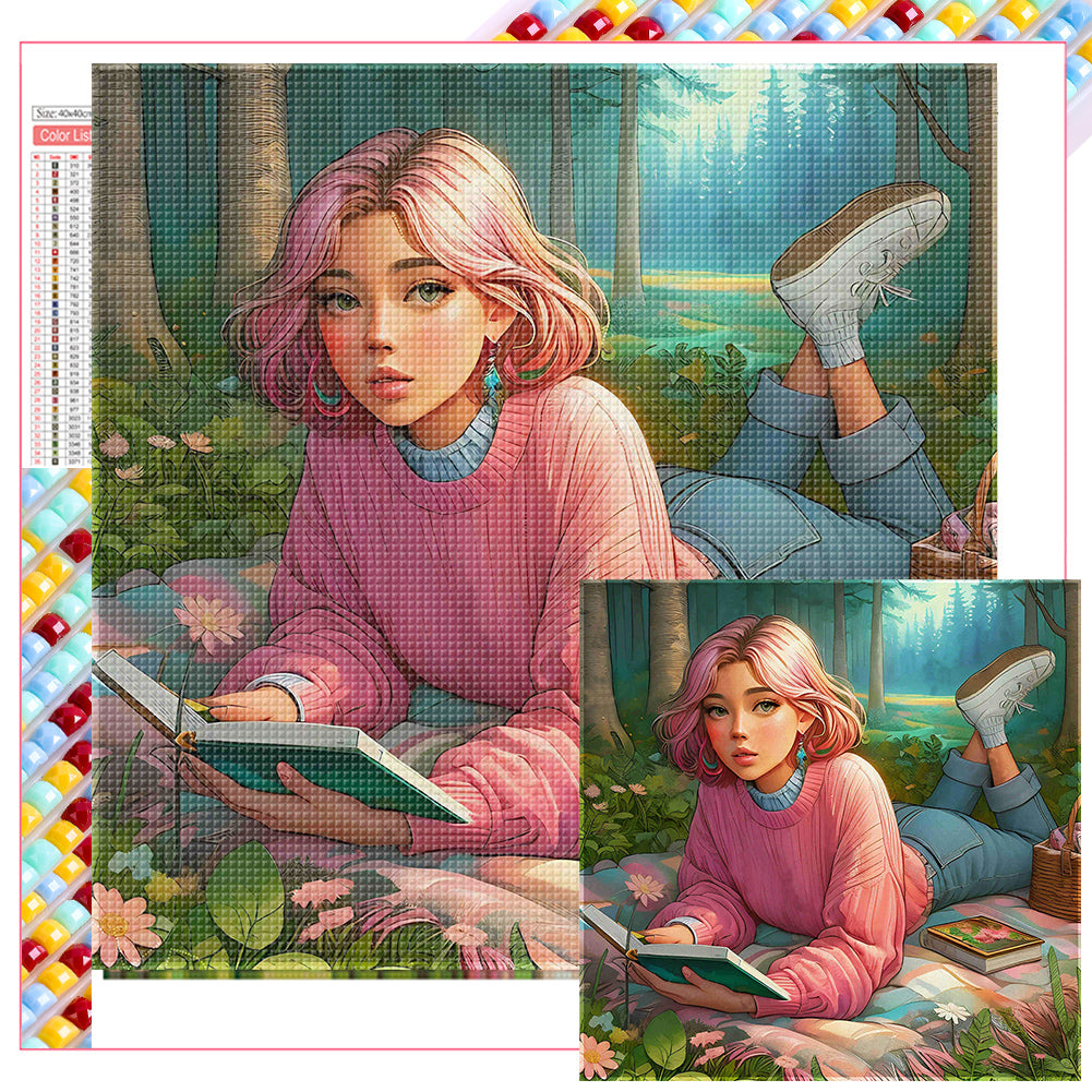 Diamond Painting - Full Square - Girl Camping (40*40CM)