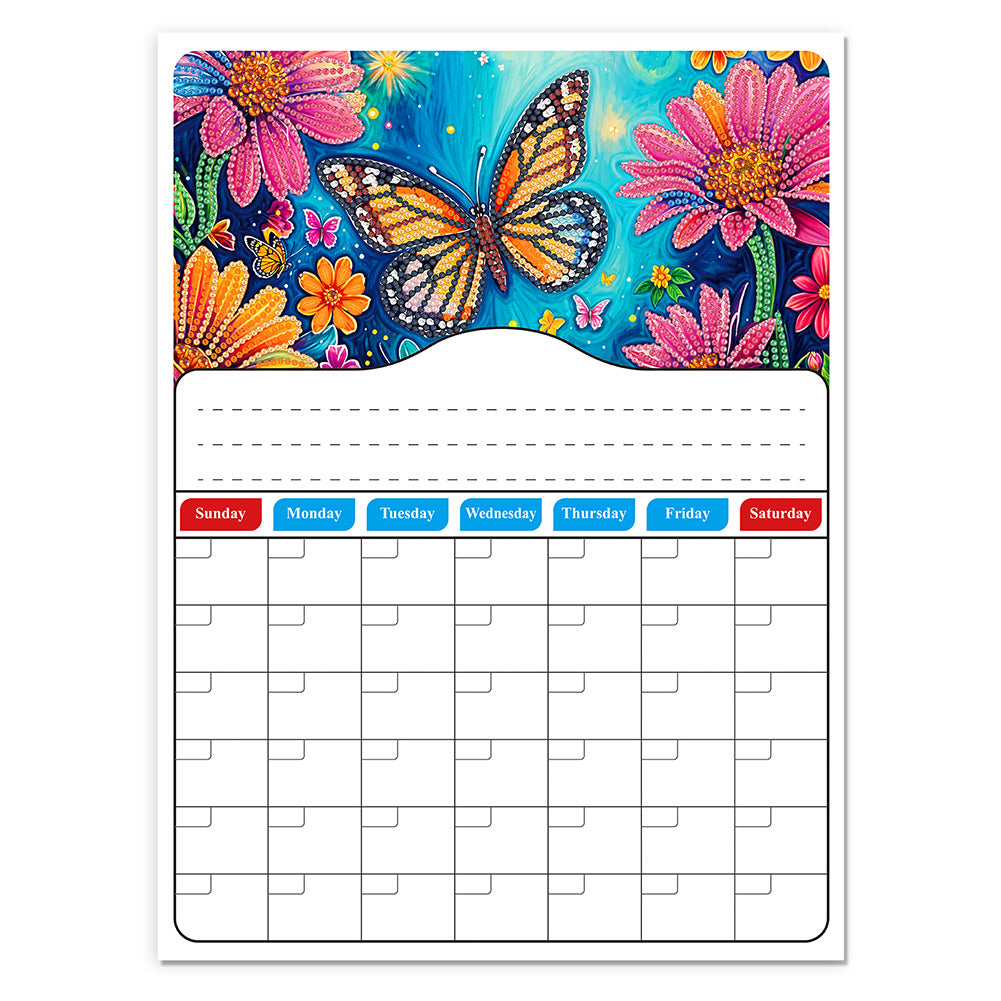 Special Shaped Colorful Pattern 5D DIY Diamond Art Monthly Planner for Beginners