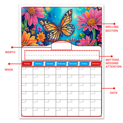 Special Shaped Colorful Pattern 5D DIY Diamond Art Monthly Planner for Beginners