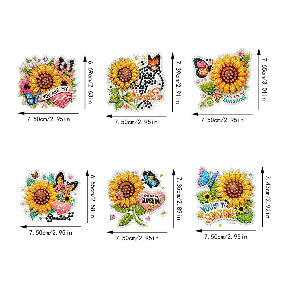 6Pcs Acrylic Animal Diamond Painting Refrigerator Magnet for Fridge Whiteboards