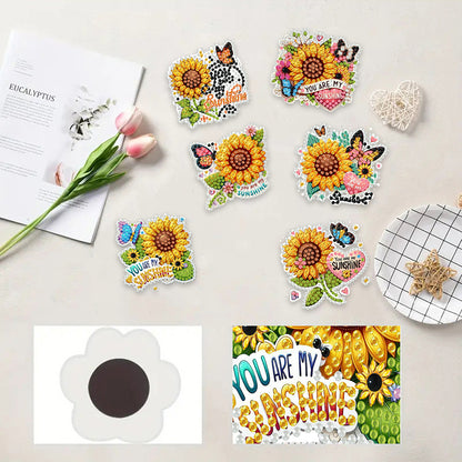 6Pcs Acrylic Animal Diamond Painting Refrigerator Magnet for Fridge Whiteboards