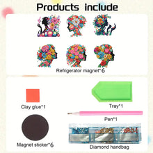 Load image into Gallery viewer, 6Pcs Acrylic Animal Diamond Painting Refrigerator Magnet for Fridge Whiteboards
