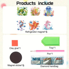 Load image into Gallery viewer, 6Pcs Acrylic Animal Diamond Painting Refrigerator Magnet for Fridge Whiteboards
