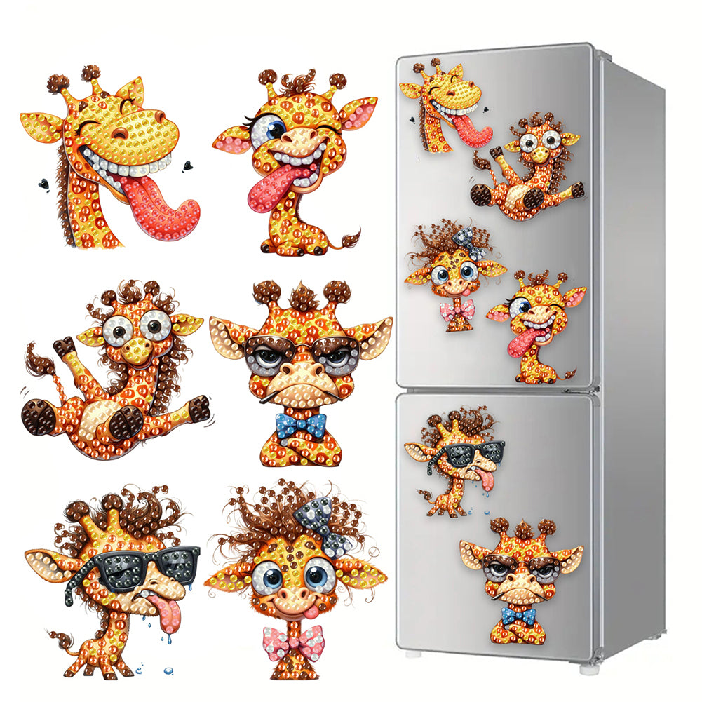 6Pcs Acrylic Animal Diamond Painting Refrigerator Magnet for Fridge Whiteboards