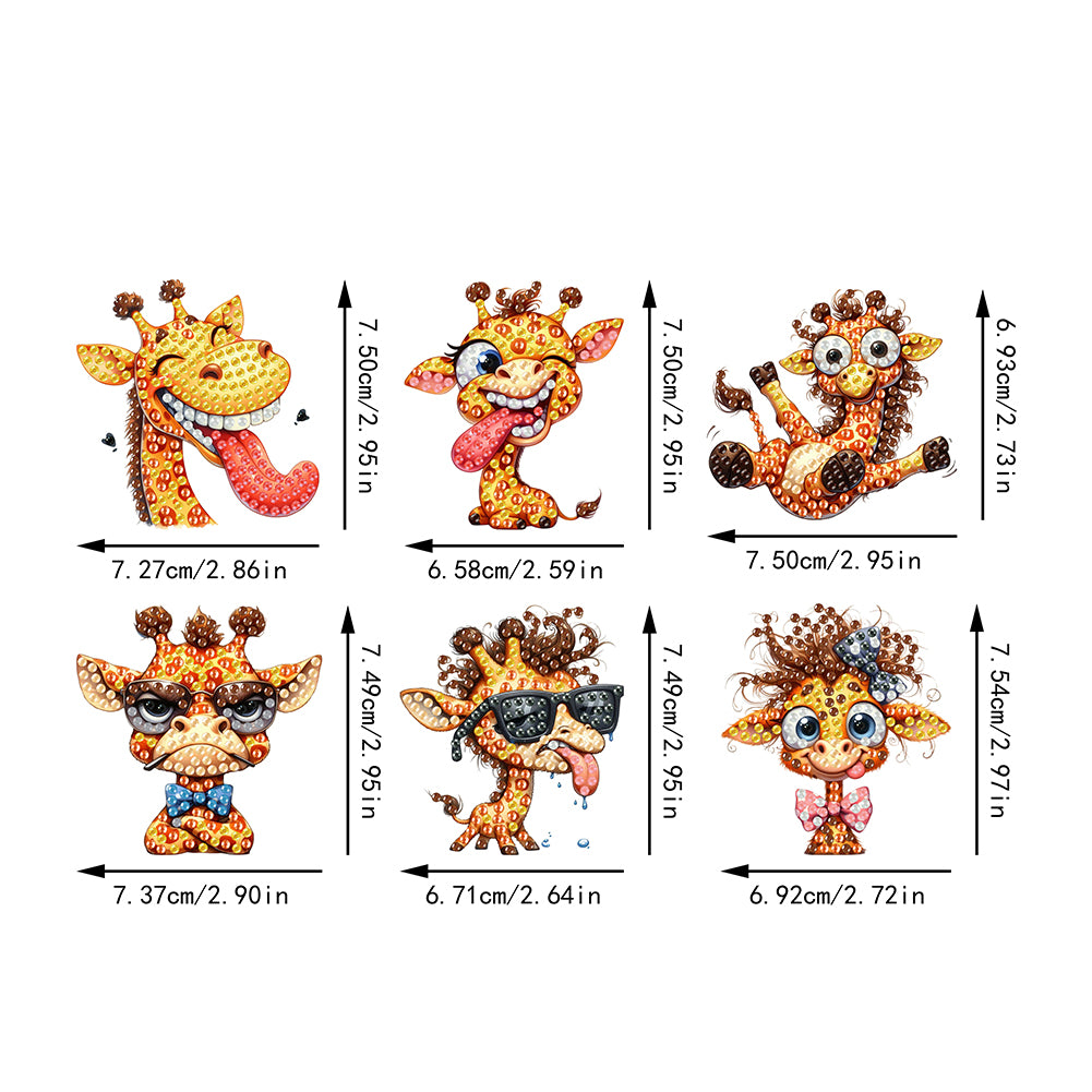 6Pcs Acrylic Animal Diamond Painting Refrigerator Magnet for Fridge Whiteboards