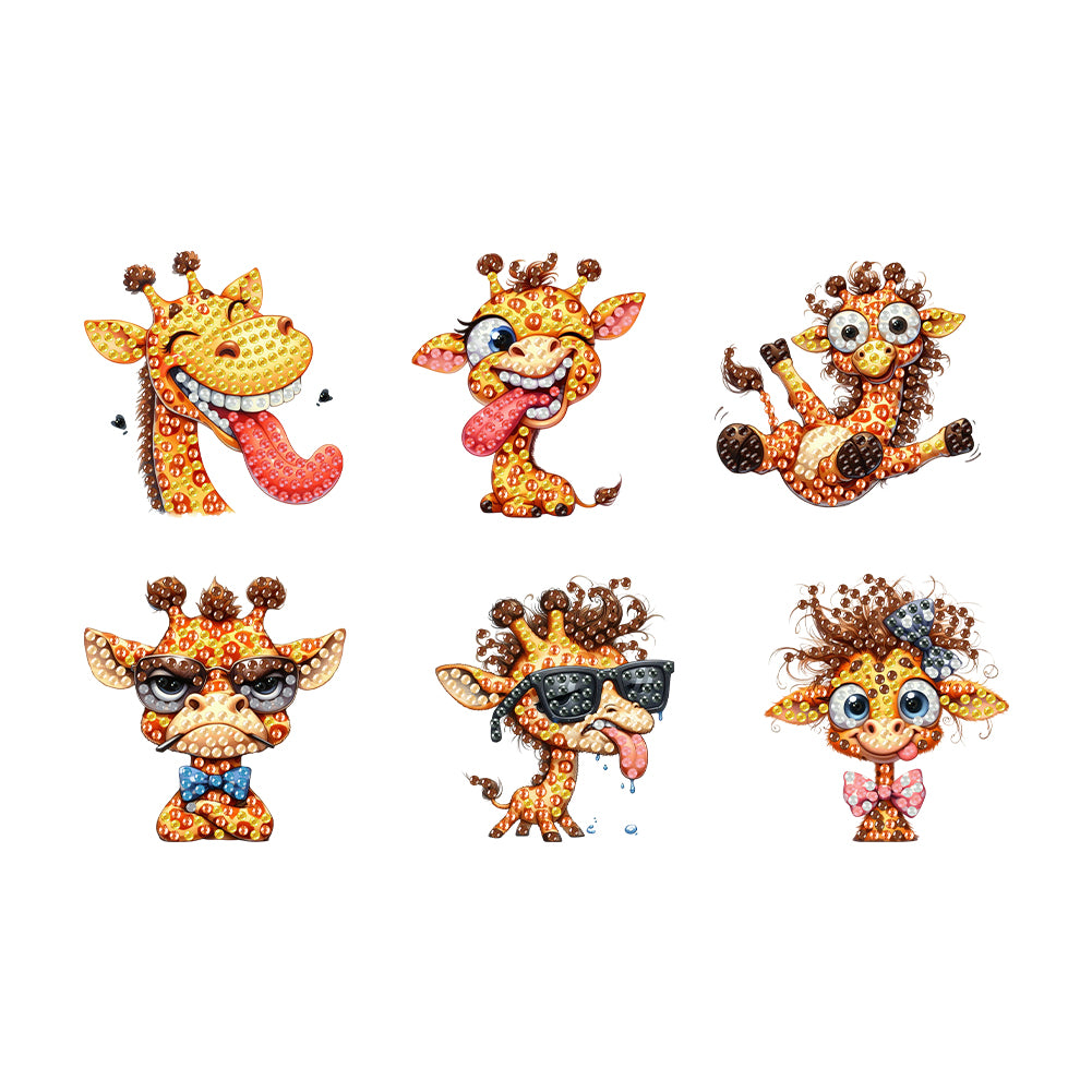 6Pcs Acrylic Animal Diamond Painting Refrigerator Magnet for Fridge Whiteboards