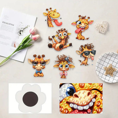 6Pcs Acrylic Animal Diamond Painting Refrigerator Magnet for Fridge Whiteboards