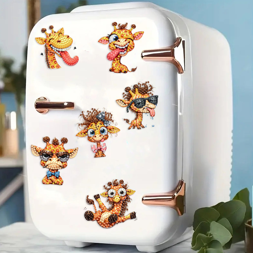 6Pcs Acrylic Animal Diamond Painting Refrigerator Magnet for Fridge Whiteboards