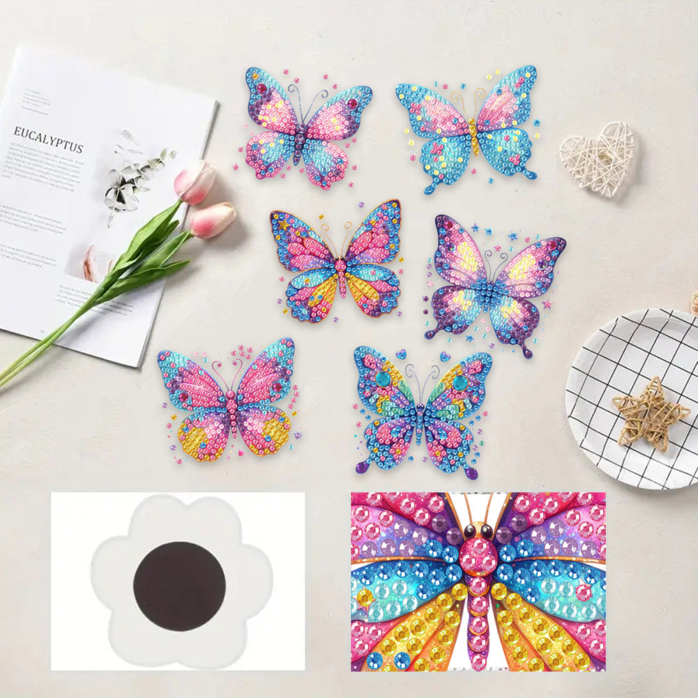6Pcs Acrylic Animal Diamond Painting Refrigerator Magnet for Fridge Whiteboards