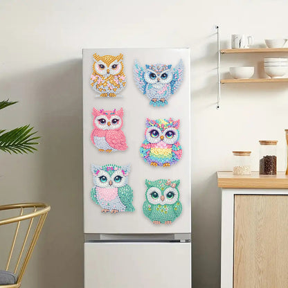 6Pcs Acrylic Animal Diamond Painting Refrigerator Magnet for Fridge Whiteboards