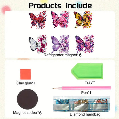 6Pcs Acrylic Animal Diamond Painting Refrigerator Magnet for Fridge Whiteboards