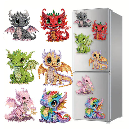 6Pcs Acrylic Animal Diamond Painting Refrigerator Magnet for Fridge Whiteboards