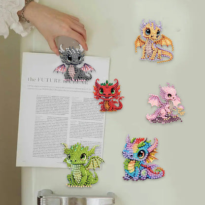 6Pcs Acrylic Animal Diamond Painting Refrigerator Magnet for Fridge Whiteboards