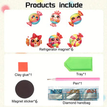 Load image into Gallery viewer, 6Pcs Acrylic Animal Diamond Painting Refrigerator Magnet for Fridge Whiteboards
