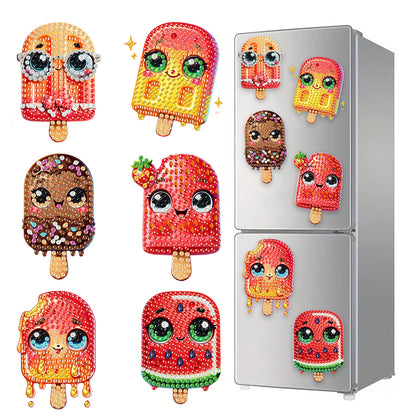 6Pcs Acrylic Animal Diamond Painting Refrigerator Magnet for Fridge Whiteboards