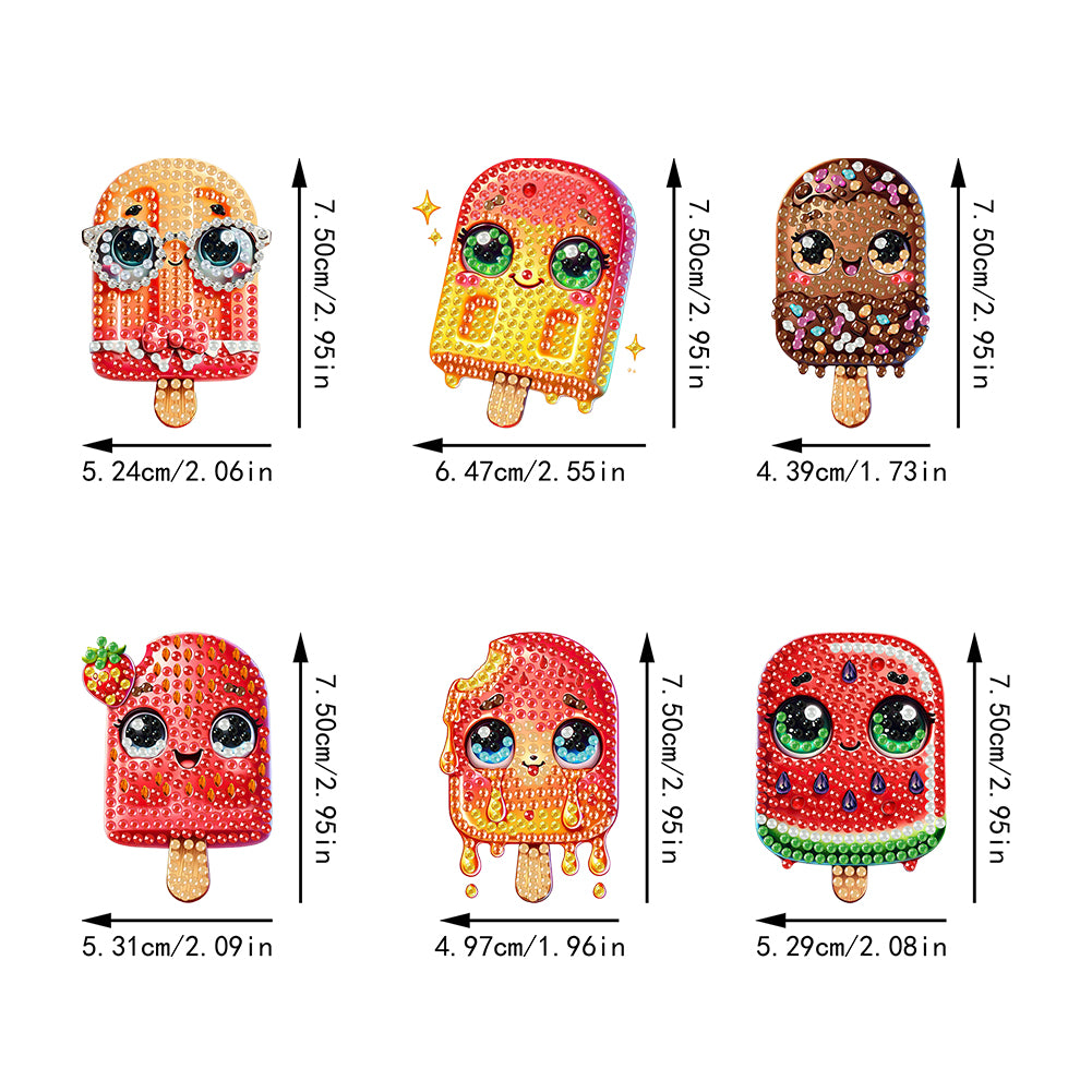 6Pcs Acrylic Animal Diamond Painting Refrigerator Magnet for Fridge Whiteboards