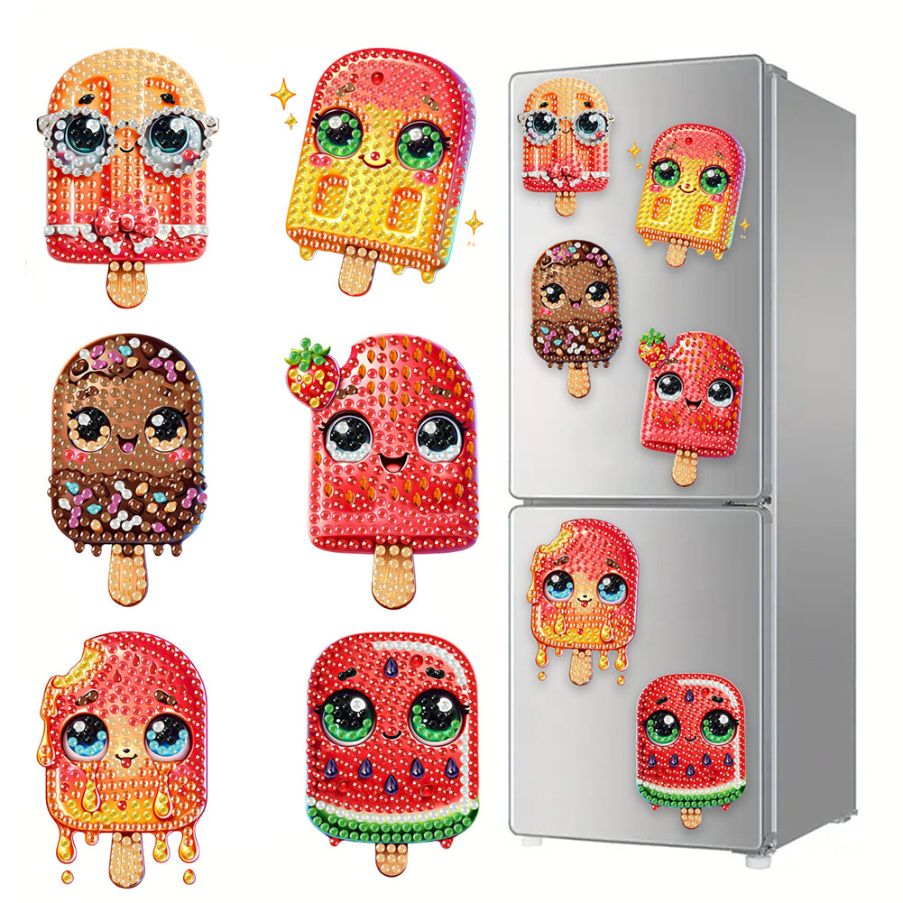 6Pcs Acrylic Animal Diamond Painting Refrigerator Magnet for Fridge Whiteboards