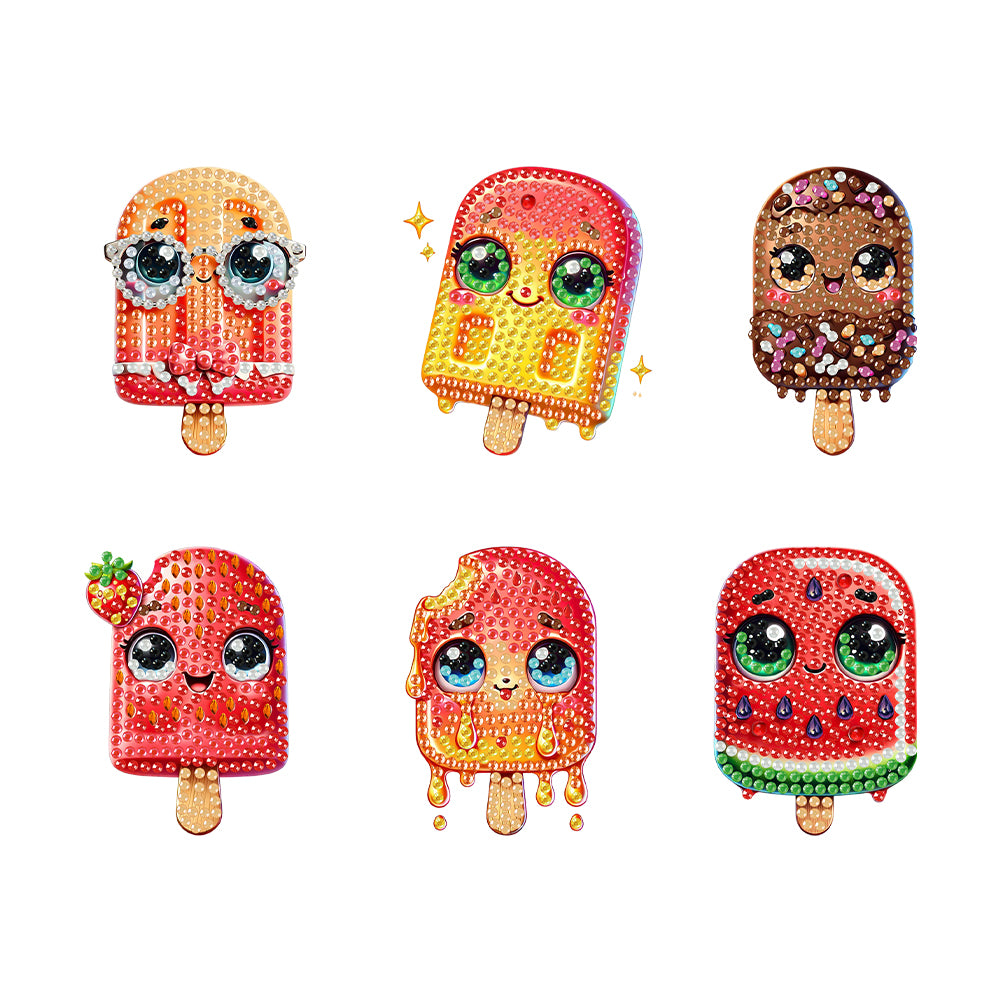 6Pcs Acrylic Animal Diamond Painting Refrigerator Magnet for Fridge Whiteboards