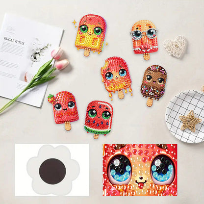 6Pcs Acrylic Animal Diamond Painting Refrigerator Magnet for Fridge Whiteboards