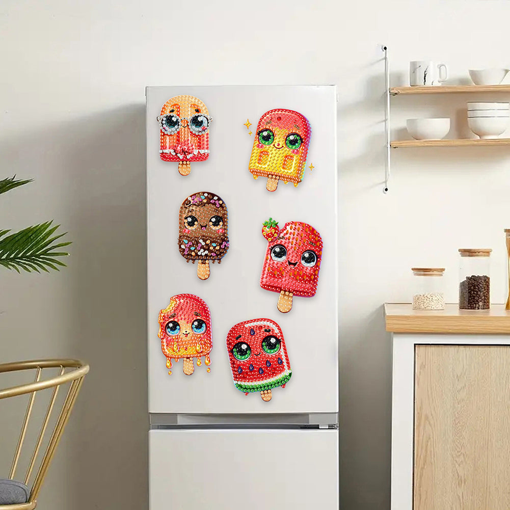 6Pcs Acrylic Animal Diamond Painting Refrigerator Magnet for Fridge Whiteboards