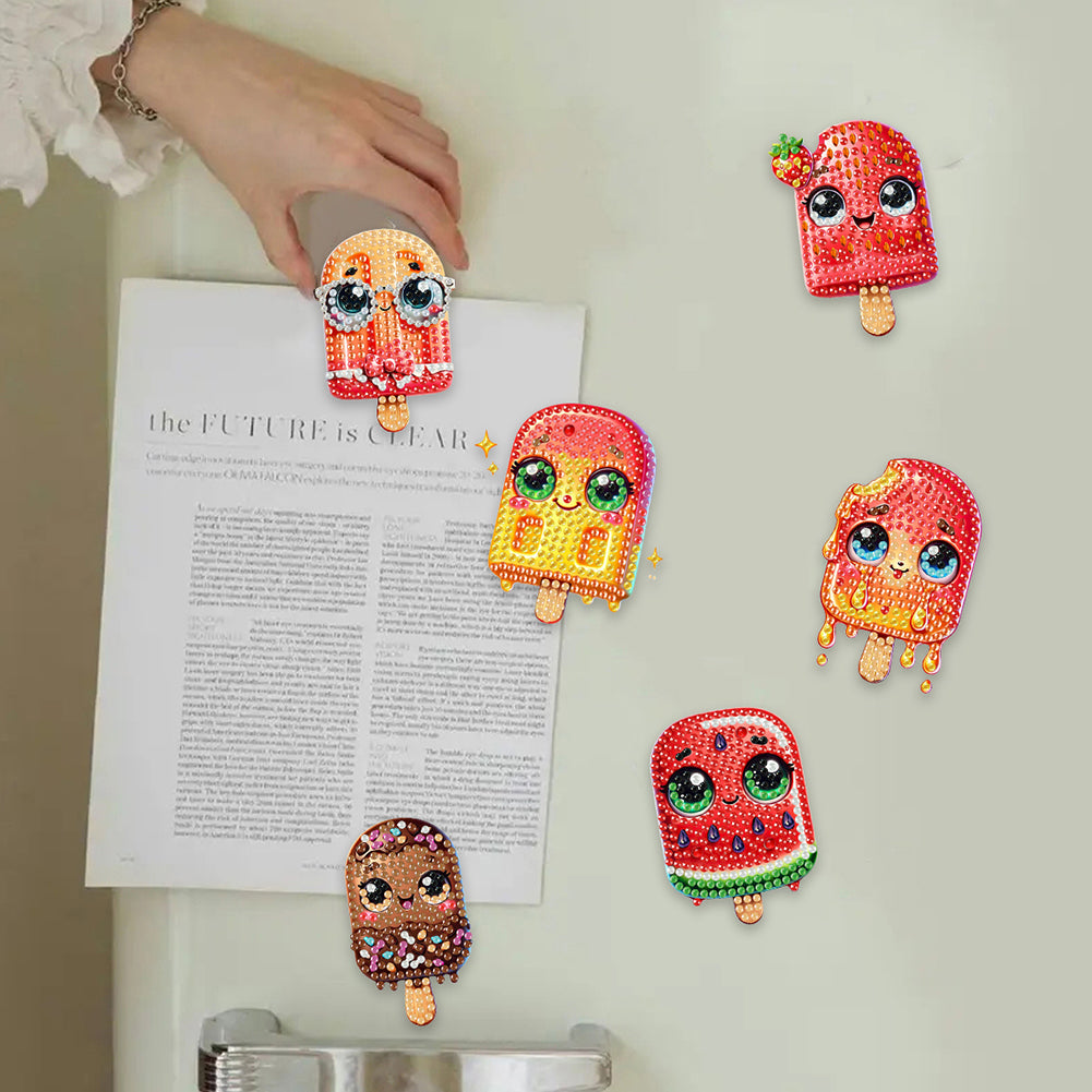 6Pcs Acrylic Animal Diamond Painting Refrigerator Magnet for Fridge Whiteboards