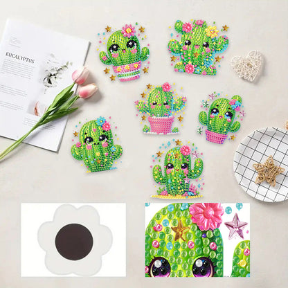 6Pcs Acrylic Animal Diamond Painting Refrigerator Magnet for Fridge Whiteboards