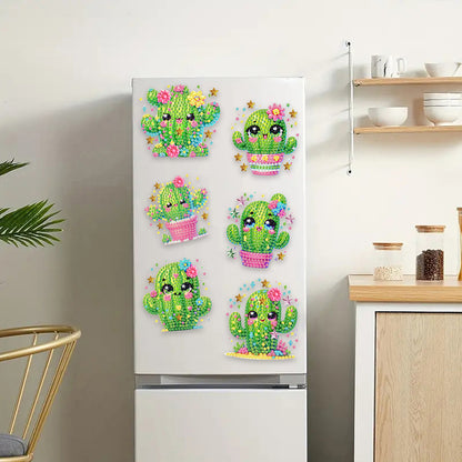 6Pcs Acrylic Animal Diamond Painting Refrigerator Magnet for Fridge Whiteboards