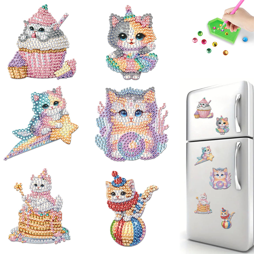 6Pcs Diamond Painting Refrigerator Magnets Diamond Art Kits for Adults Beginners