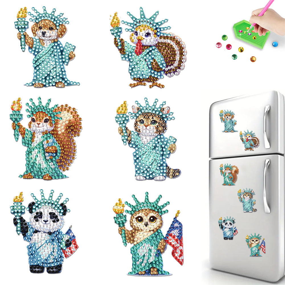 6Pcs Diamond Painting Refrigerator Magnets Diamond Art Kits for Adults Beginners