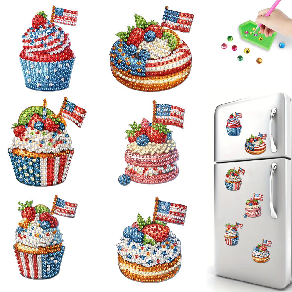 6Pcs Diamond Painting Refrigerator Magnets Diamond Art Kits for Adults Beginners