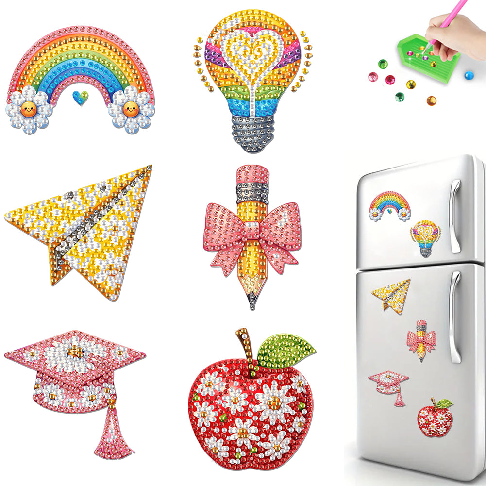 6Pcs Diamond Painting Refrigerator Magnets Diamond Art Kits for Adults Beginners
