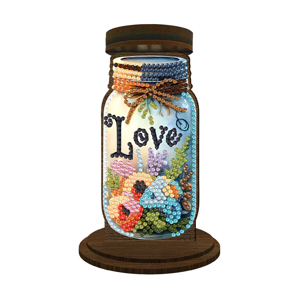 Wooden Beautiful Pattern 5D DIY Diamond Painting Candle Holder Decor for Adults