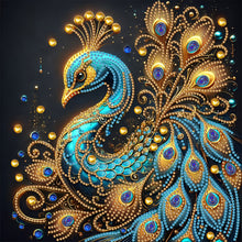 Load image into Gallery viewer, Diamond Painting - Partial Special Shaped - Blue Peacock (30*30CM)
