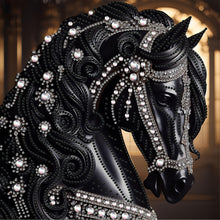 Load image into Gallery viewer, Diamond Painting - Partial Special Shaped - Gorgeous Black Horse (30*30CM)
