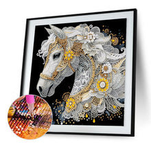 Load image into Gallery viewer, Diamond Painting - Partial Special Shaped - Gorgeous White Horse (30*30CM)
