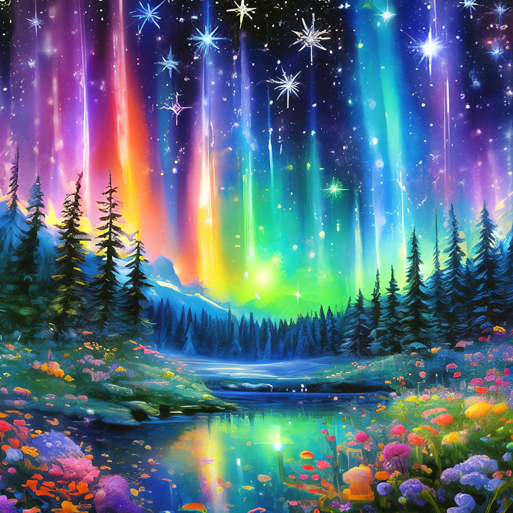 Diamond Painting - Full Round - Aurora Forest (30*30CM)