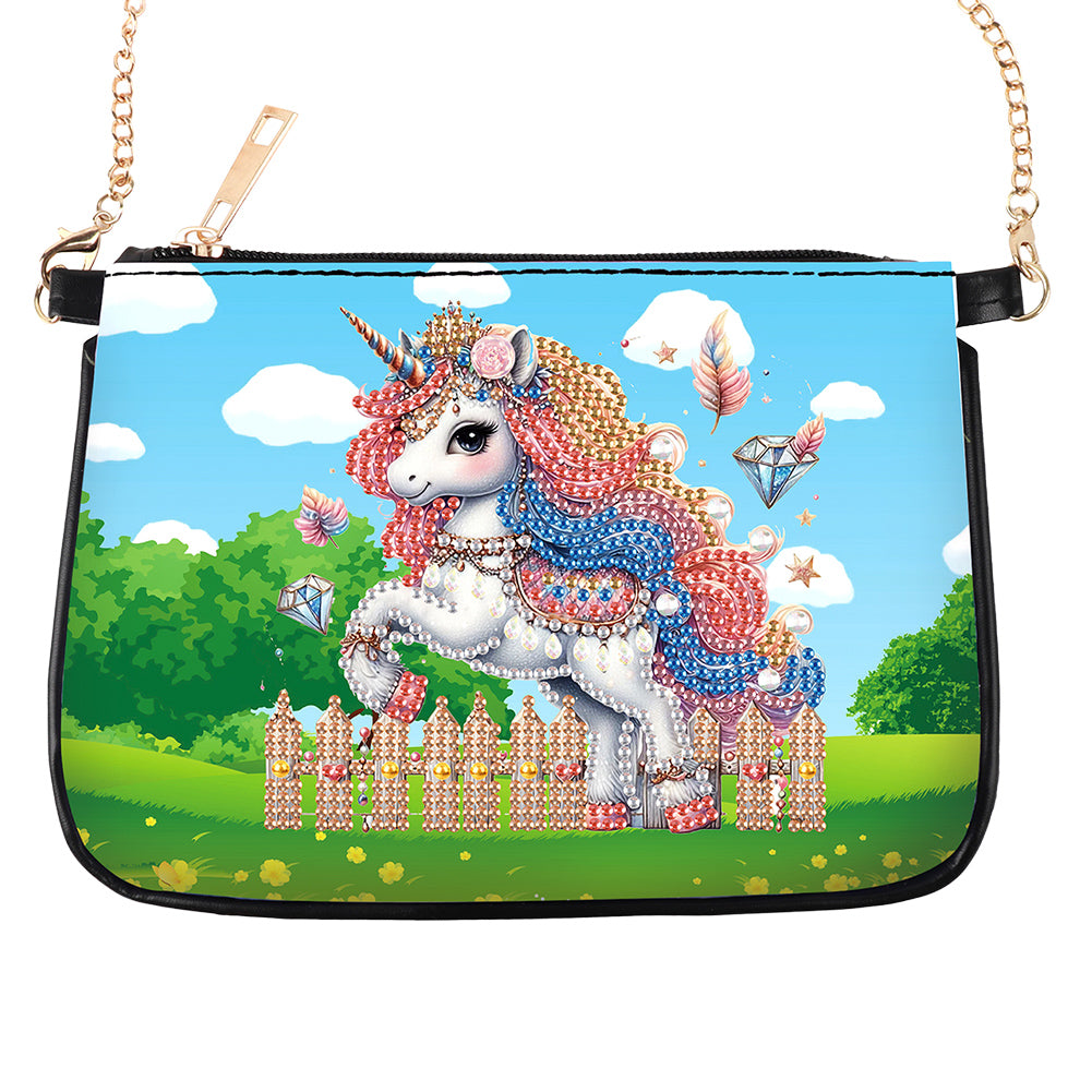 Colorful Pattern Diamond Painting Coin Chain Purse 5D Diamond Handmade Chain Bag