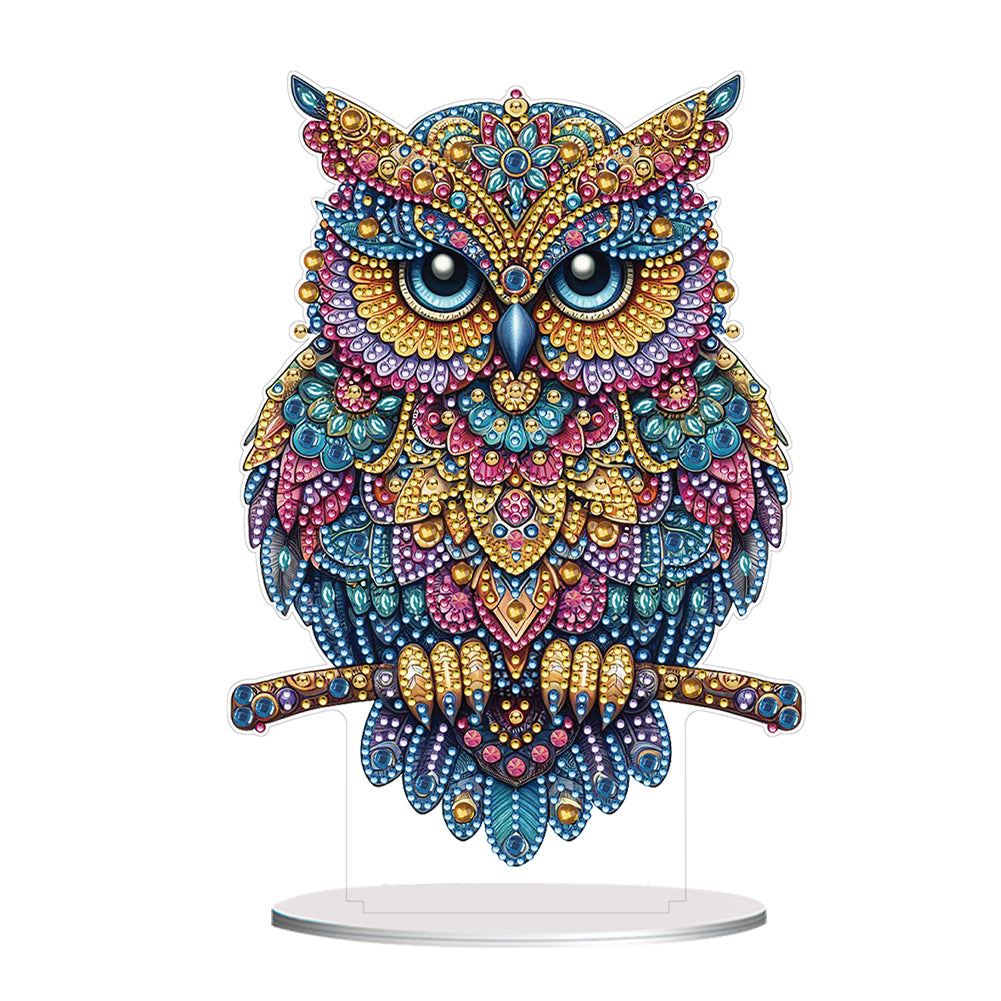 Acrylic Special Shape Owl Desktop Diamond Art Kits Rhinestones Desktop Ornaments