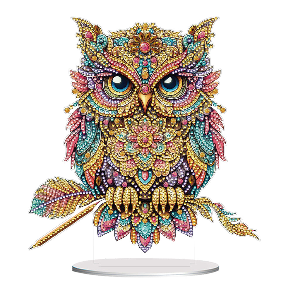 Acrylic Special Shape Owl Desktop Diamond Art Kits Rhinestones Desktop Ornaments