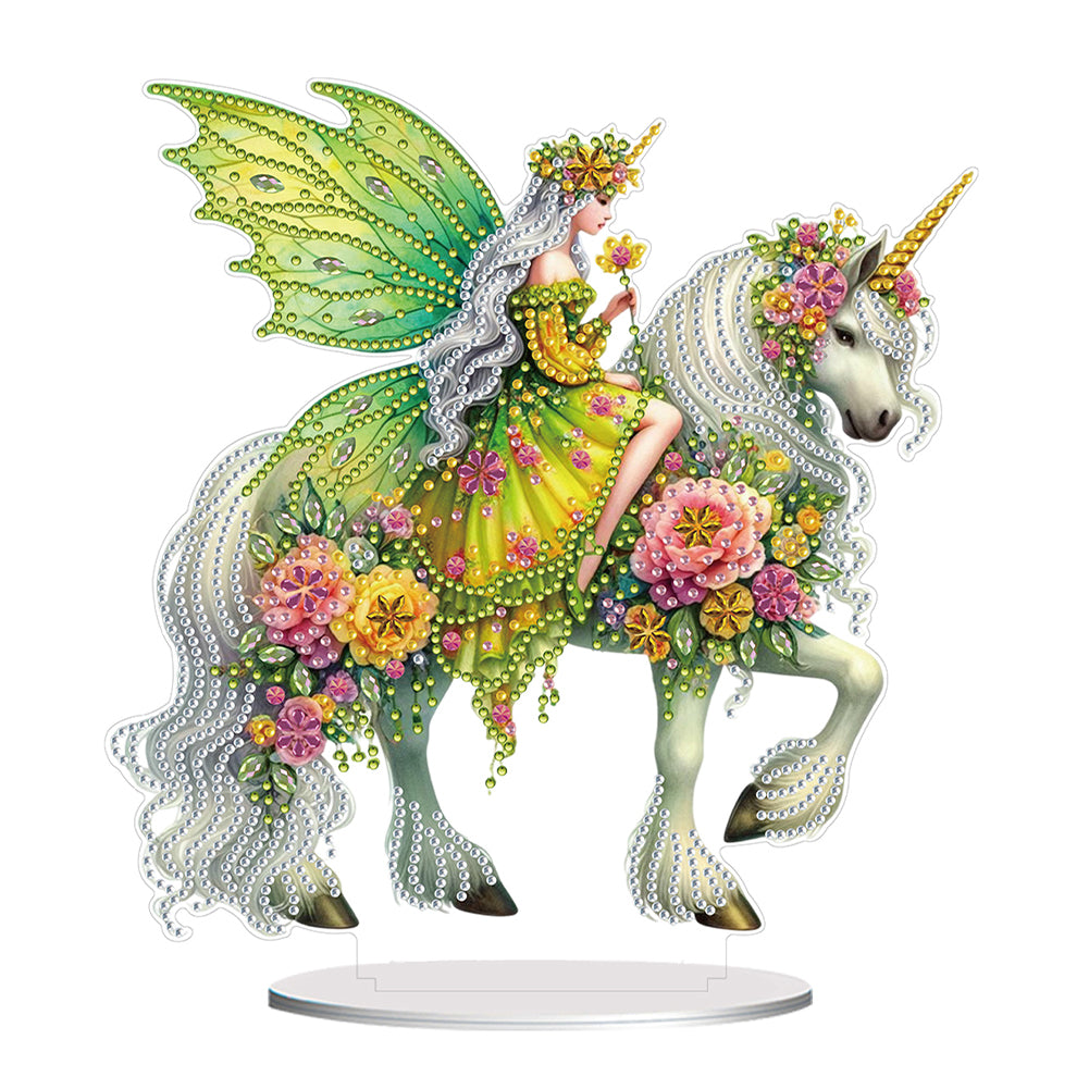 Acrylic Special Shape Unicorn Fairy Desktop Diamond Art Kits Bedroom Table Decor