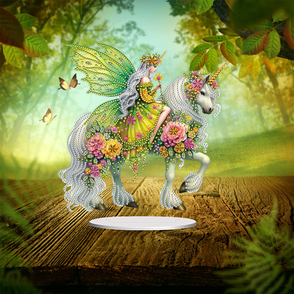 Acrylic Special Shape Unicorn Fairy Desktop Diamond Art Kits Bedroom Table Decor