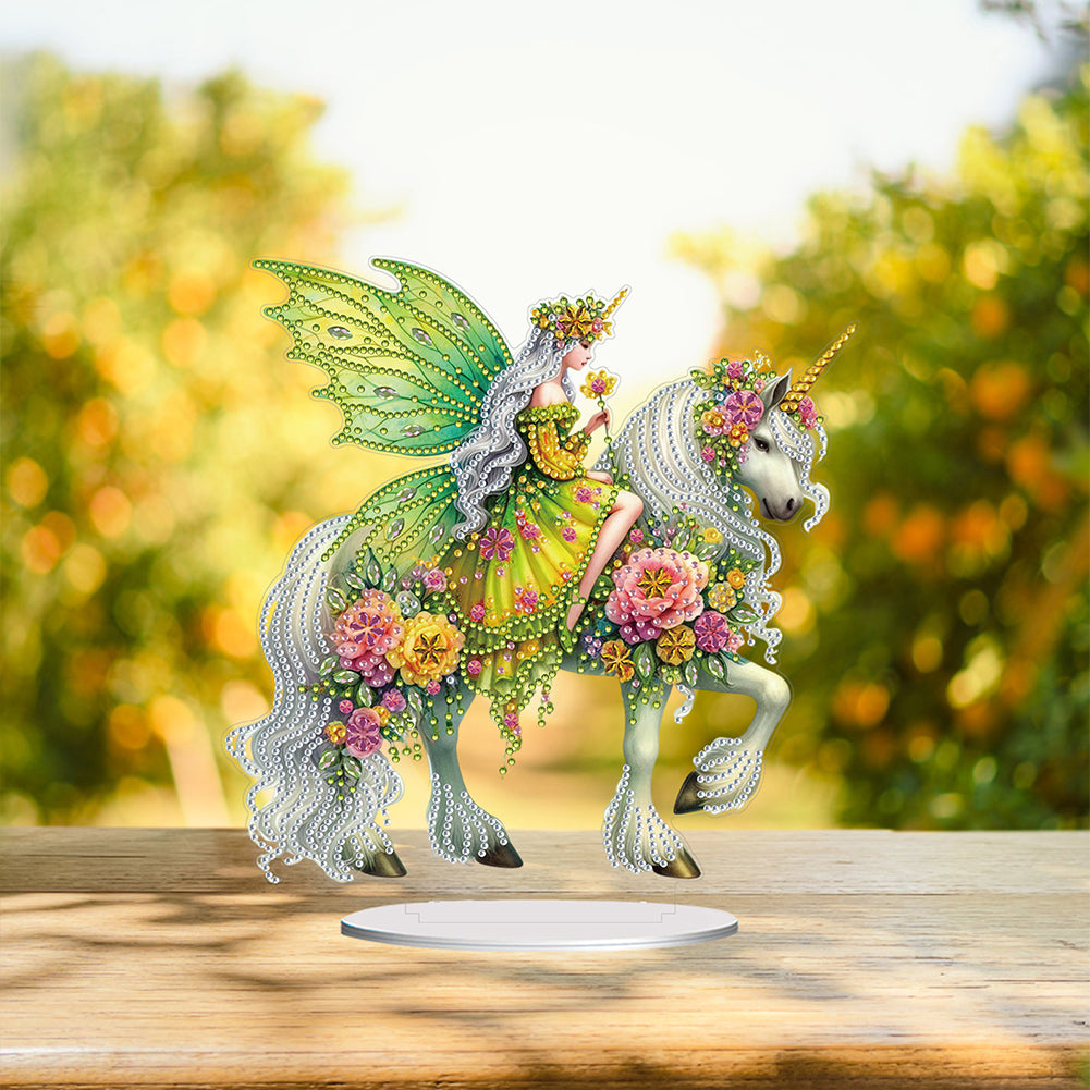 Acrylic Special Shape Unicorn Fairy Desktop Diamond Art Kits Bedroom Table Decor