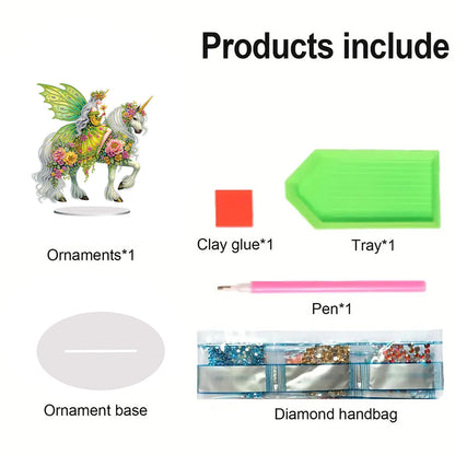 Acrylic Special Shape Unicorn Fairy Desktop Diamond Art Kits Bedroom Table Decor