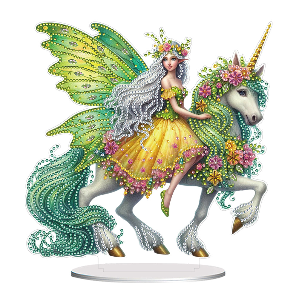 Acrylic Special Shape Unicorn Fairy Desktop Diamond Art Kits Bedroom Table Decor