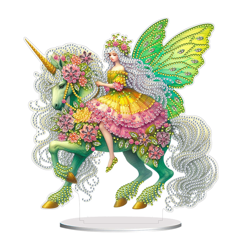 Acrylic Special Shape Unicorn Fairy Desktop Diamond Art Kits Bedroom Table Decor