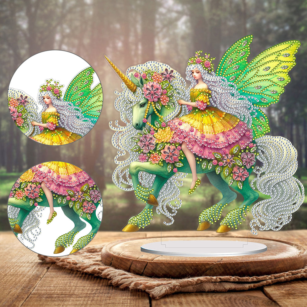 Acrylic Special Shape Unicorn Fairy Desktop Diamond Art Kits Bedroom Table Decor