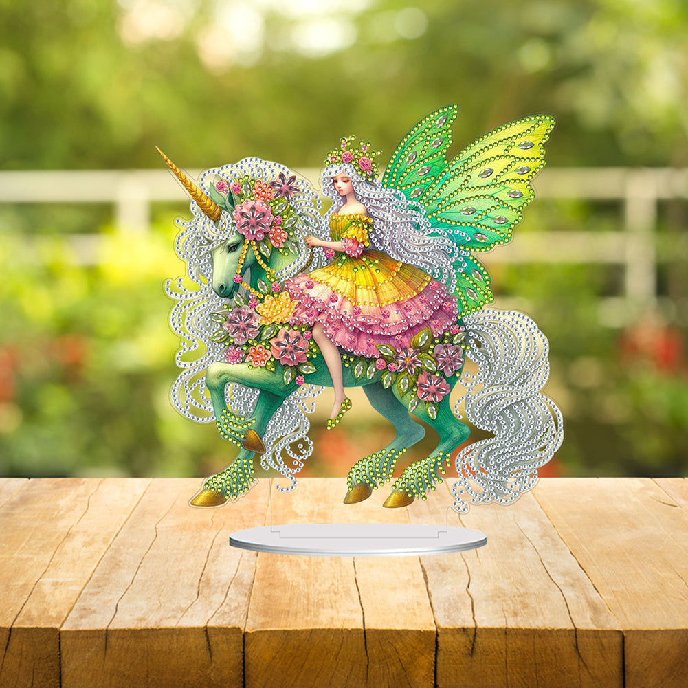 Acrylic Special Shape Unicorn Fairy Desktop Diamond Art Kits Bedroom Table Decor