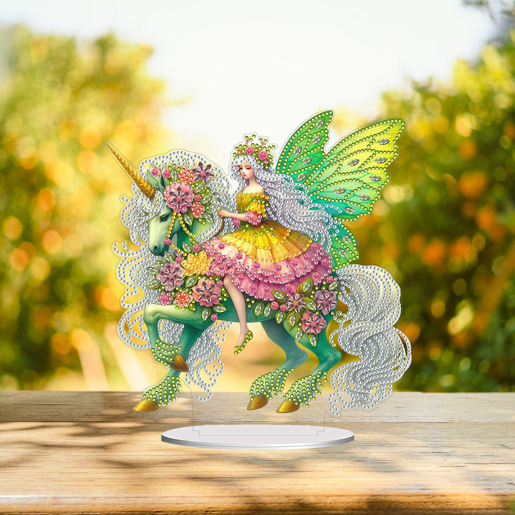 Acrylic Special Shape Unicorn Fairy Desktop Diamond Art Kits Bedroom Table Decor