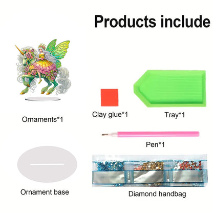 Acrylic Special Shape Unicorn Fairy Desktop Diamond Art Kits Bedroom Table Decor